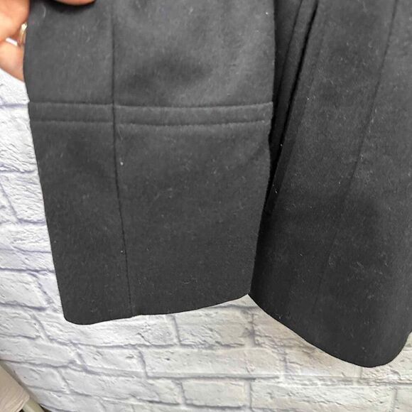 Michael Kors Pea Coat Womens Medium Black Wool Long - Picture 6 of 9
